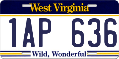 WV license plate 1AP636