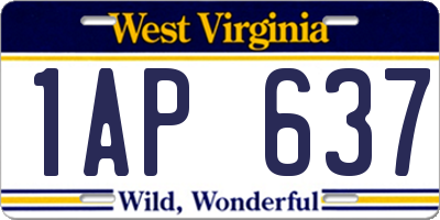 WV license plate 1AP637