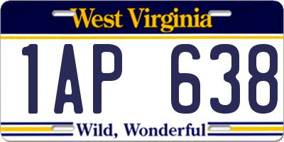 WV license plate 1AP638