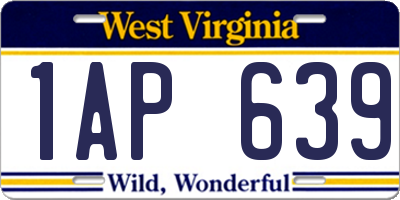 WV license plate 1AP639