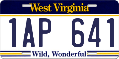 WV license plate 1AP641