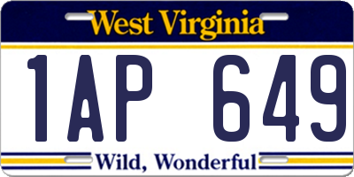 WV license plate 1AP649