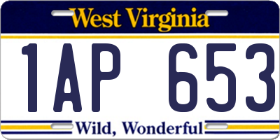 WV license plate 1AP653