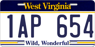 WV license plate 1AP654