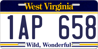 WV license plate 1AP658