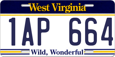 WV license plate 1AP664