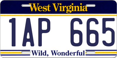 WV license plate 1AP665