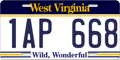 WV license plate 1AP668