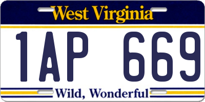 WV license plate 1AP669