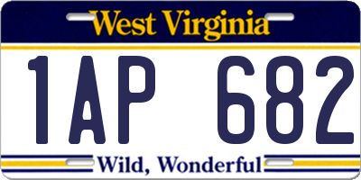 WV license plate 1AP682