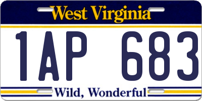 WV license plate 1AP683