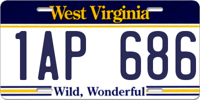 WV license plate 1AP686