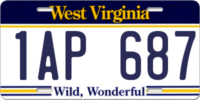 WV license plate 1AP687