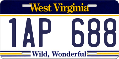 WV license plate 1AP688
