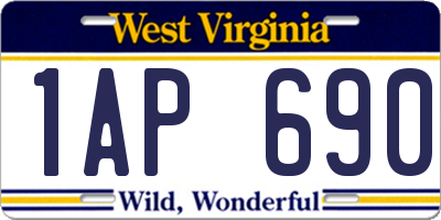 WV license plate 1AP690