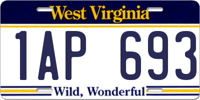 WV license plate 1AP693