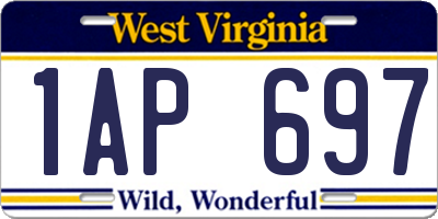 WV license plate 1AP697