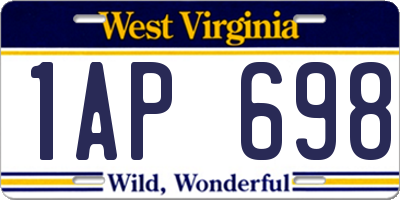 WV license plate 1AP698