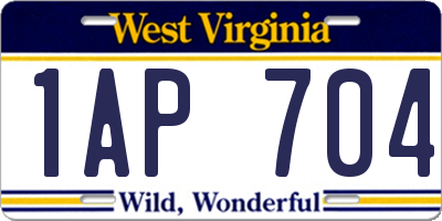 WV license plate 1AP704