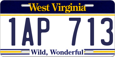 WV license plate 1AP713