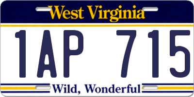 WV license plate 1AP715