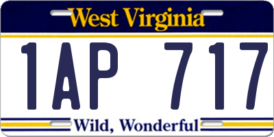 WV license plate 1AP717