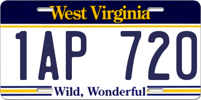 WV license plate 1AP720