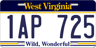 WV license plate 1AP725