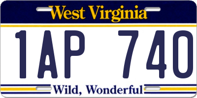 WV license plate 1AP740