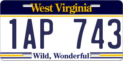 WV license plate 1AP743