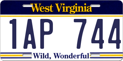 WV license plate 1AP744