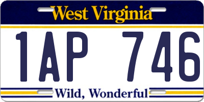 WV license plate 1AP746