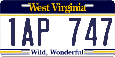 WV license plate 1AP747