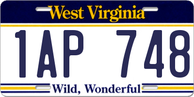 WV license plate 1AP748