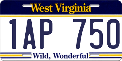 WV license plate 1AP750