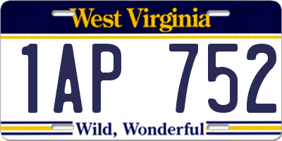 WV license plate 1AP752