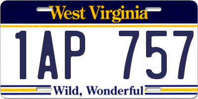 WV license plate 1AP757