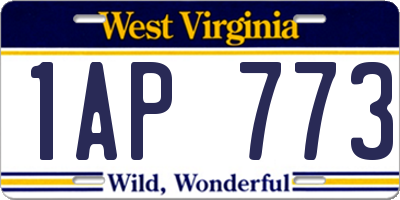 WV license plate 1AP773