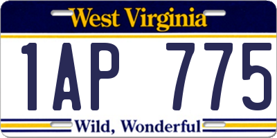 WV license plate 1AP775