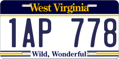 WV license plate 1AP778
