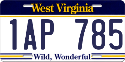 WV license plate 1AP785