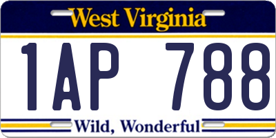WV license plate 1AP788
