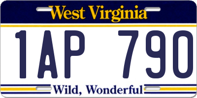 WV license plate 1AP790