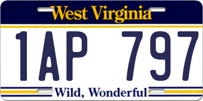 WV license plate 1AP797