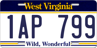 WV license plate 1AP799