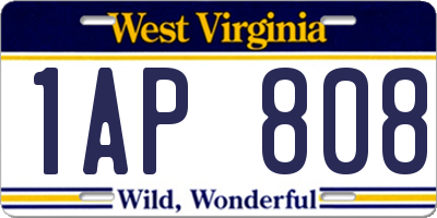 WV license plate 1AP808