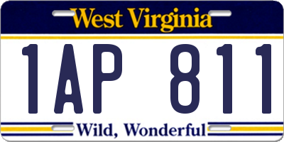 WV license plate 1AP811
