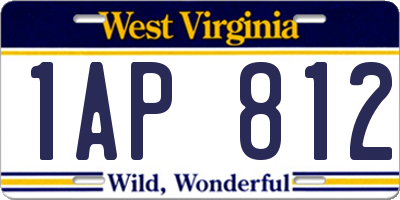 WV license plate 1AP812