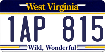 WV license plate 1AP815