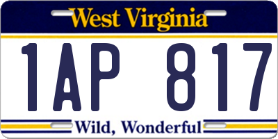 WV license plate 1AP817